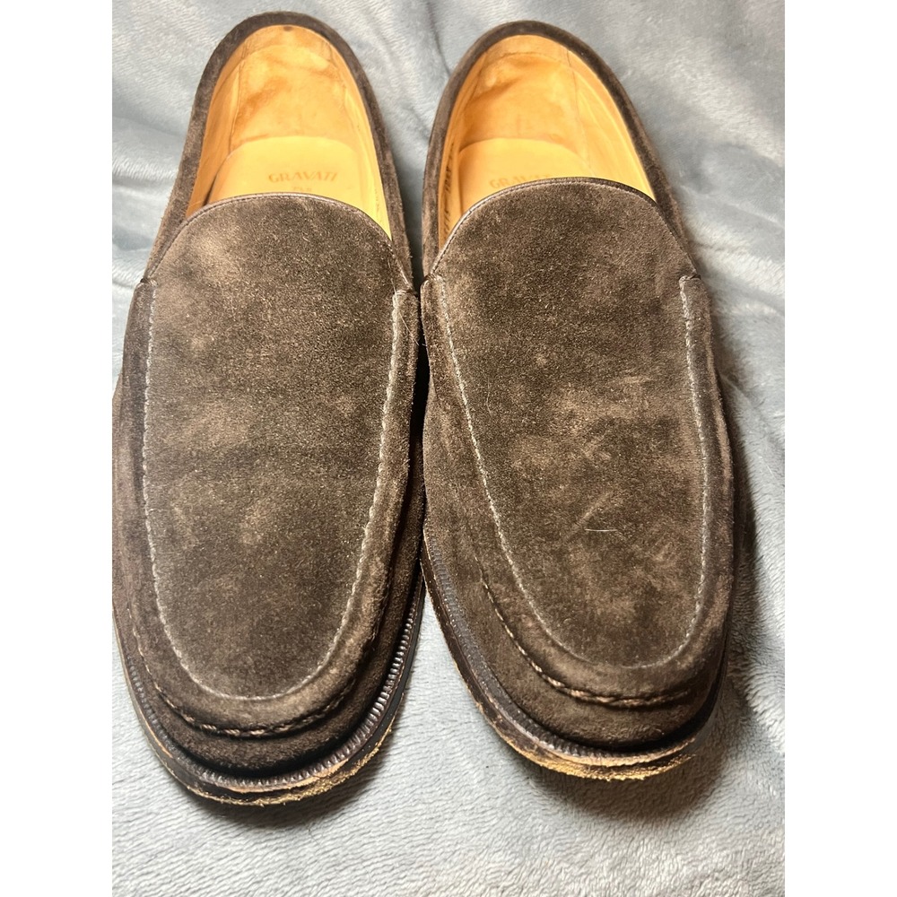 Gravati Wilkes Bashford Brown Suede‎ Leather Italian Loafers Mens Size 10.5 N